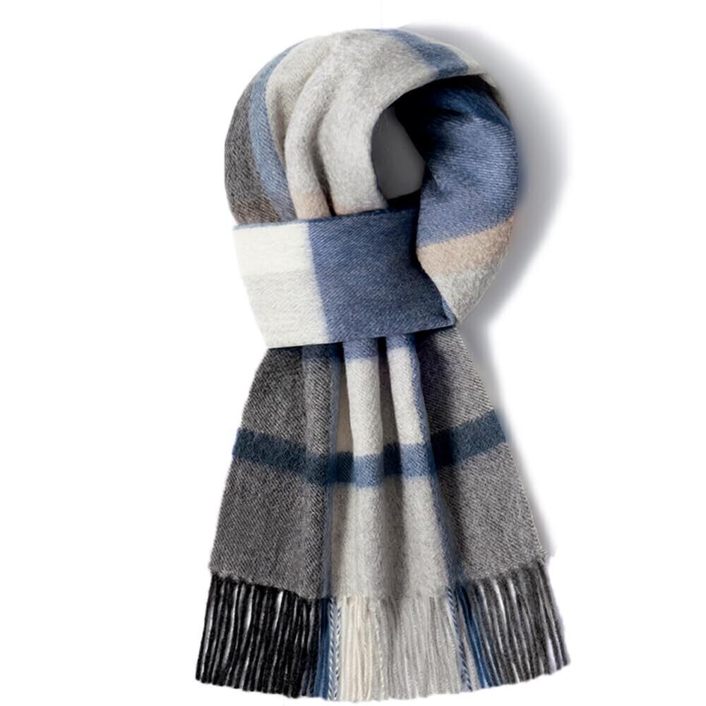 1420 Cashmere Wool Scarf Soft Warm Thick Plaid Winter Scarf Unisex